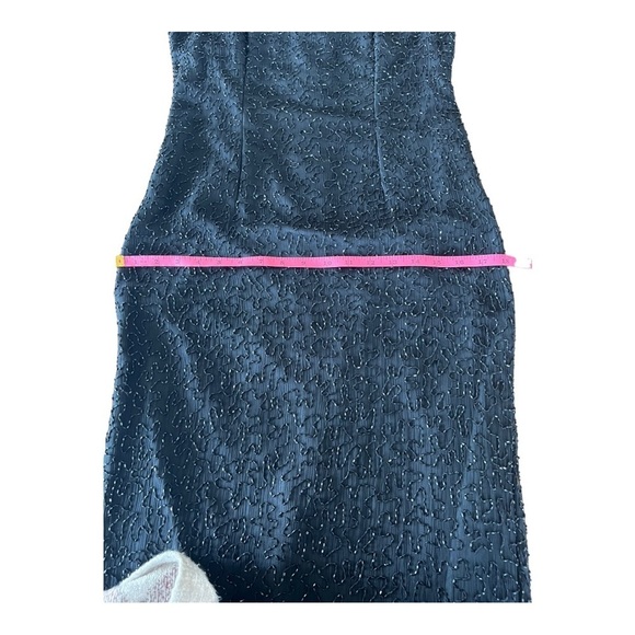 Laurence Kazar NY 100% Silk Shell Black Sequin  Beaded Cocktail Dress Size M - Picture 6 of 13